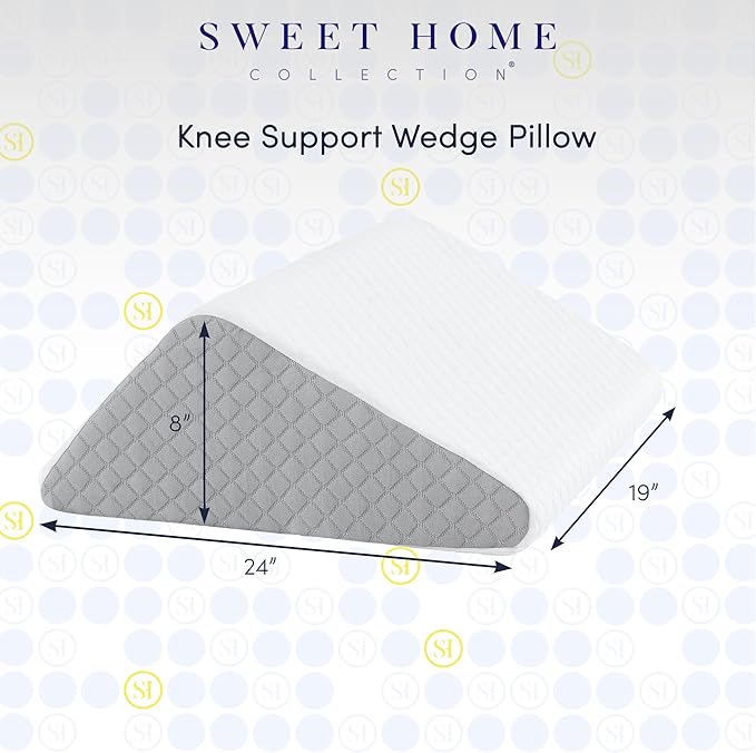 Orthopedic Wedge Pillow for Leg & Knee Support - CertiPUR Memory Foam Pillow with Washable Covers for Post Surgery, Acid Reflux, & Pain Relief - Adjustable Bed & Body Positioning Cushions, Knee Wedge
