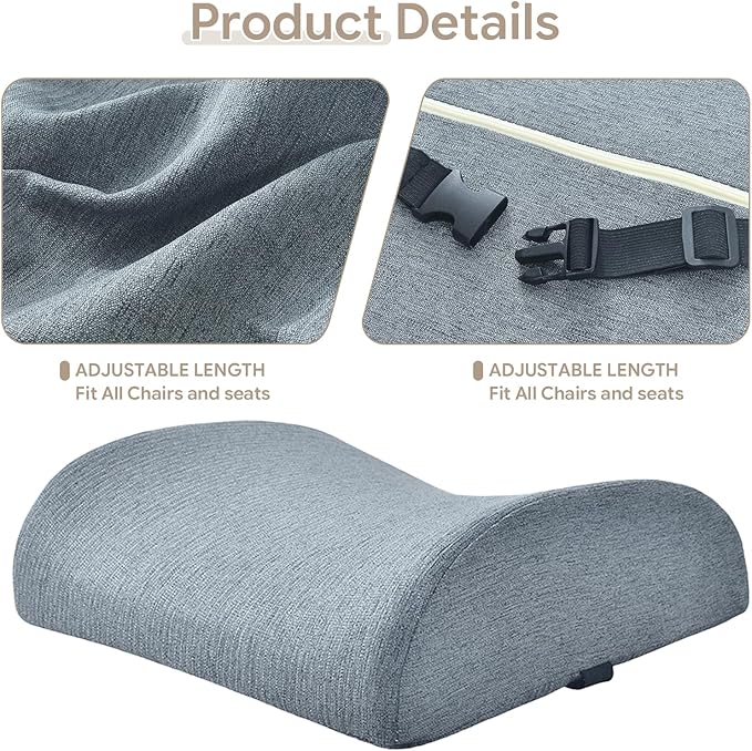 Back Support Pillow for Recliner Support Pillow with Gel Memory Foam Ergonomic Orthopedic Couch Lumbar Cushions for Elderly Lower Back Pain Relief Washable Cover, Dockside Blue