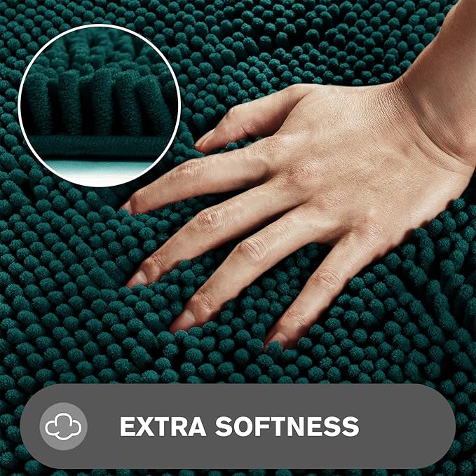 Bathroom Rugs 30 x 50 Inch – Extra Large Bath Mat | Absorbent and Washable Thick Chenille Bath Rugs Non-Slip Runner Rug for Bathroom, Shower, Tub(Dark Teal)