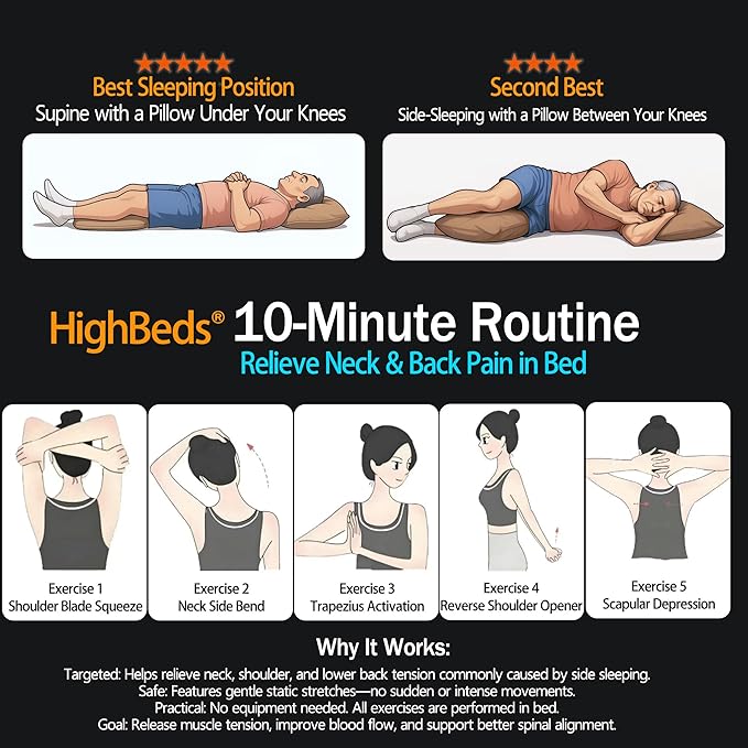 HighBeds Smart Cervical Neck Pillow: Your Nighttime Recovery System for Shoulder & Neck Pain Relief (Grey)