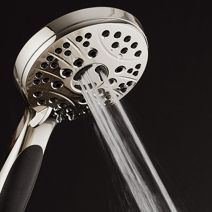 for California - High Pressure 6-setting Luxury Handheld Shower Head, 6 Ft Stainless Steel Hose, Anti Clog Jets, Anti Slip Grip, Top US Brand, Extra Wall Bracket - Brushed Nickel Finish