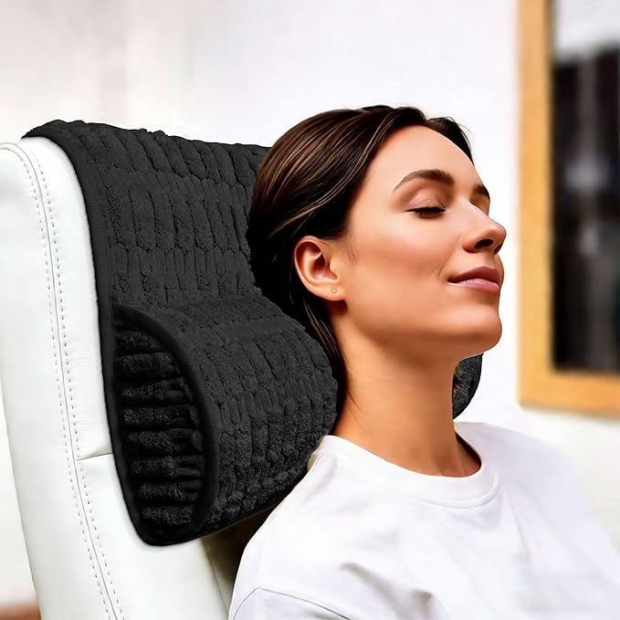 Memory Foam Headrest Pillow for Neck Pain Relief & Cervical Support - Ergonomic Neck Cushion for Office Chair, Car, Recliner, Sofa - Breathable & Pressure Relief (Black, 17" W x 2.7" D)
