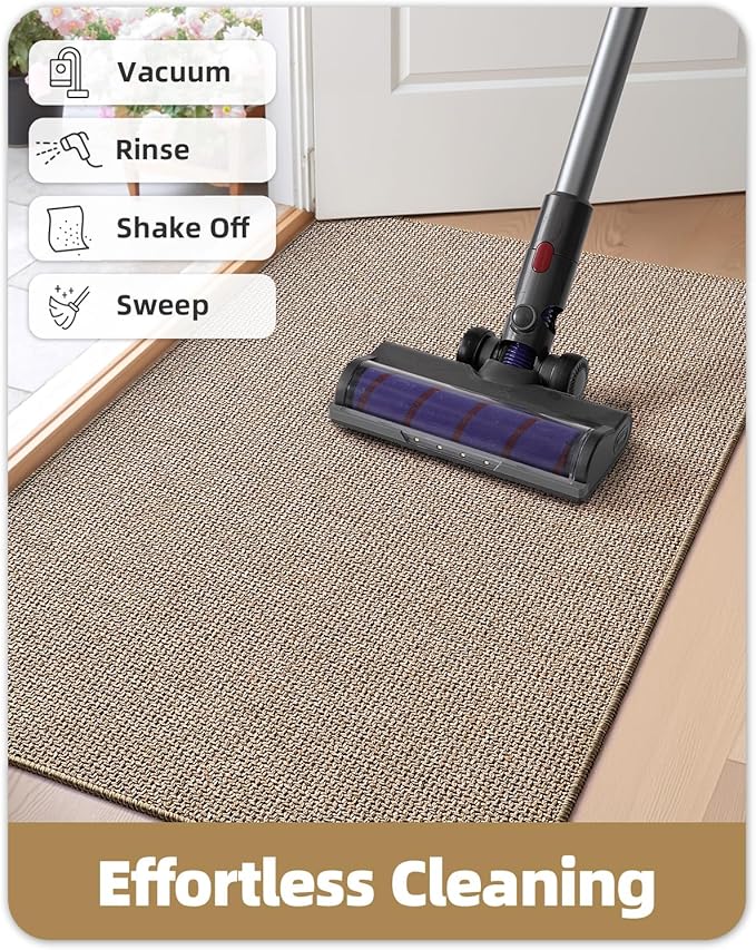Color&Geometry Large Thin Front Door Mat Indoor Entrance Non Slip Rubber Backed, 36"x56" Indoor Door Mats for Entryway, Dirt Trapper Double Doormat, Washable Front Door Rugs, Dark Beige