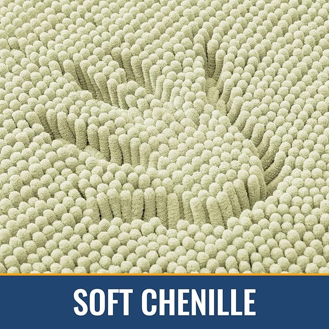 Arotive Bathroom Rugs 30x20, Extra Soft Absorbent Shaggy Chenille Bath Rugs, Machine Washable Rubber Backing Non-Slip Bath Mats for Bathroom Floor Tub and Shower, Home Decor Accessories, Vanilla