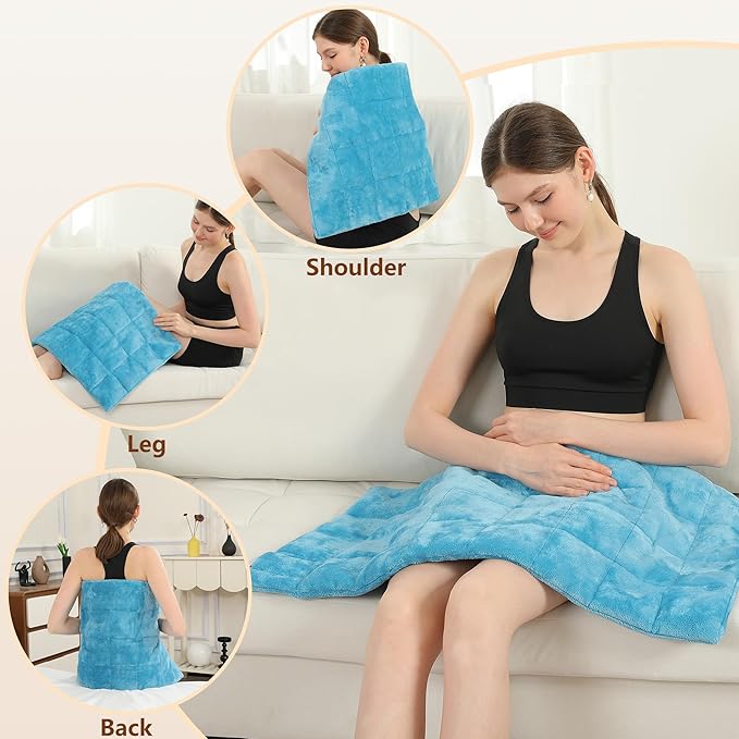 ESTINGO Weighted Heating Pad Large, Electric Heating Pad for Back Neck Shoulder Pain Relif, 3.7LBS Heat Pad for Period Cramps with 2H Auto Shut Off and 4 Heating Levels, 18"x33" Royal Blue
