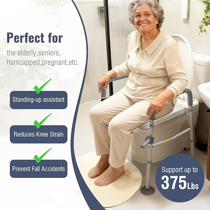 Yescom Raised Adjustable Toilet Seat with Steel Step Stool Bedside Commode for Elderly Seniors Disabled Handicapped