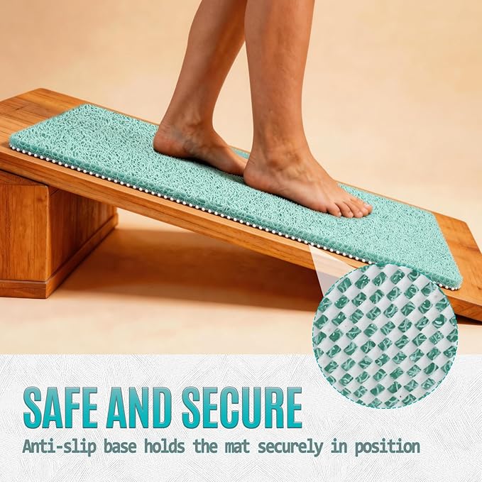 Joyhalo Shower Mat Bathtub Mat Non Slip, Bathmats Non Slip, Quick Drying Foot Scrubber Loofah Mats for Shower, Tub, Bathroom, Home, 24x24inch, Aqua