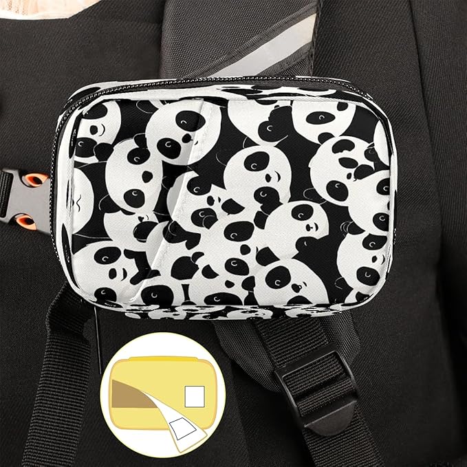 Weekly Travel Pill Organizer Case for Purse with Removable 7 Day Box Portable Compact Size Pill Box Fashionable Pill Container for Medicine Vitamin Supplement Cute Cartoon Panda