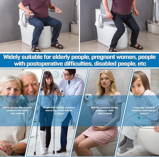 Toilet Safety Rails for Seniors (396 lbs), Adjustable Toilet Handle, Easy Installation and Frame with Arms for The Elderly and Disabled, Pregnant Women or Mobility Issues