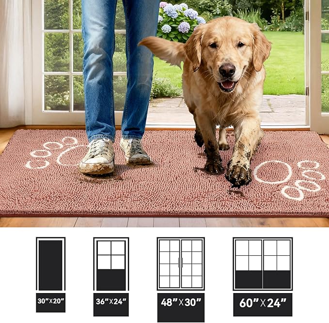 Bcoimo Super Absorbent Dog Door Mat, 60"*24" Anti Slip Mat for Muddy Paws, Pet Rugs for Dirty Paws Washable that Absorbs Moisture and Dirt, for Dog Cage and Pet Resting Carpet