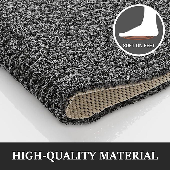 LuxStep Shower Mat Bathtub Mat,40x24 inch, Non-Slip Bath Mat with Drain, Quick Drying PVC Loofah Bathmat for Tub,Shower,Bathroom,Black