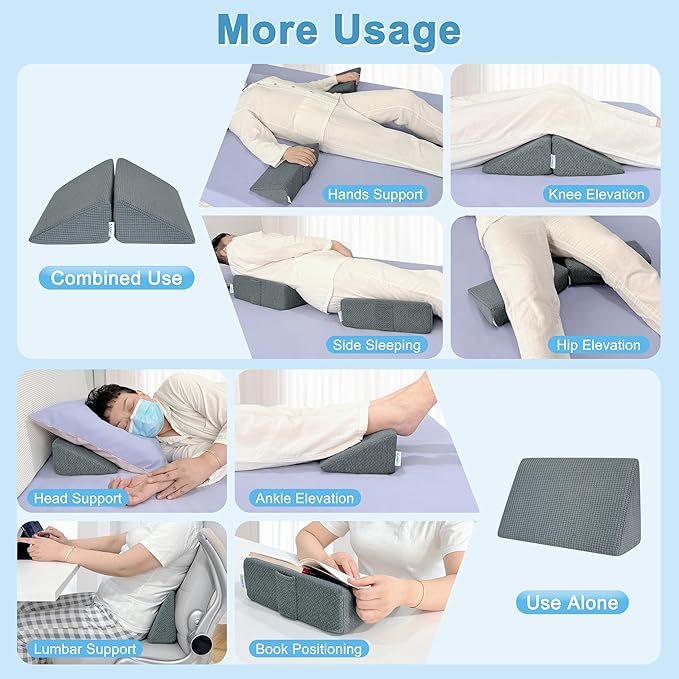 KAAMOS Wheelchair Lateral Support Cushions, Lateral Support for Wheelchair, Back Side Support Wedge Cushion for Seniors, Foam Positioning Wedge Pillow Side Padding (Small)