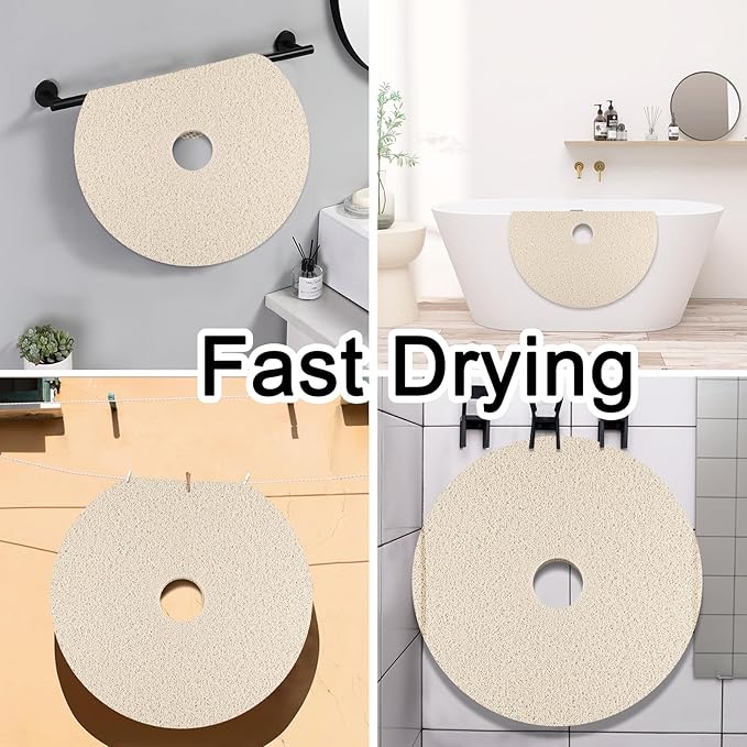 Shower Mat Non Slip, Round Shower Mat for Inside Shower, Non Slip Bathtub Mat, Fast Drying Bath Tub Mats, Loofah Mat for Shower Bathroom, Quick Drying, Resistant (Beige, 24 x 24 Inch)