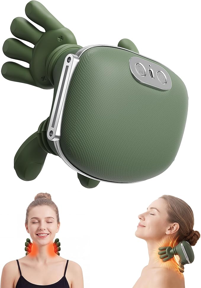 Imitated Heated Massager, Portable Shiatsu Neck and Back Massager, Electric Deep Tissue 4D Kneading Massage, Simulated Human Hand Design for Pain Relief and Muscle Relax, Rechargeable