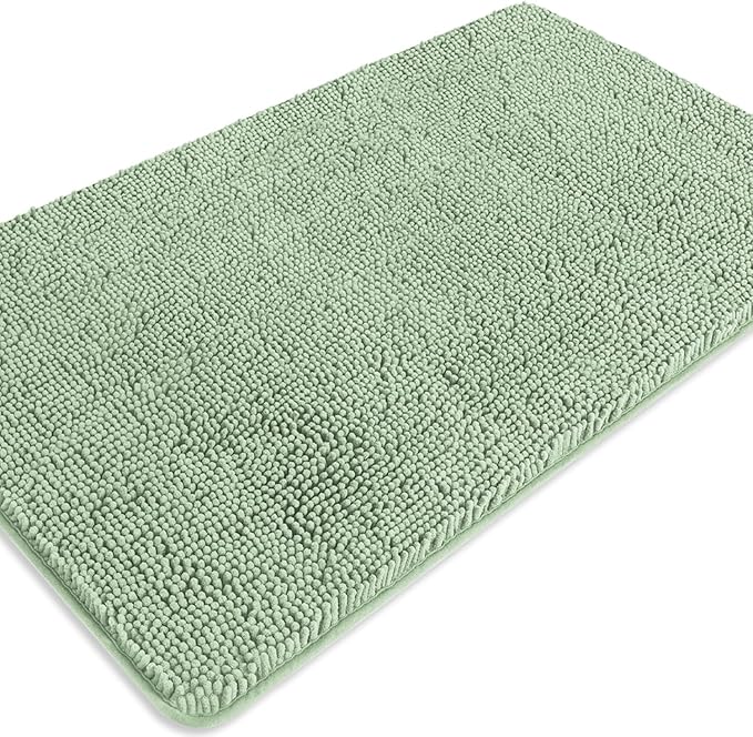 Sea Foam Bathroom Rugs – Absorbent and Washable Bath Mat, Non-Slip, Thick Soft Chenille Bath Rugs for Bathroom Floor, Shower, Sink - 26" x 44"