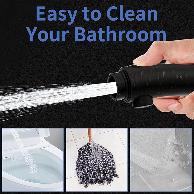 SINGSUO High Pressure Handheld Shower Head with On Off Switch, Detachable Shower Head, 3 Spray Modes Shower Massager Handheld with Hose and Adjustable Angle Bracket (Oil Rubbed Bronze)