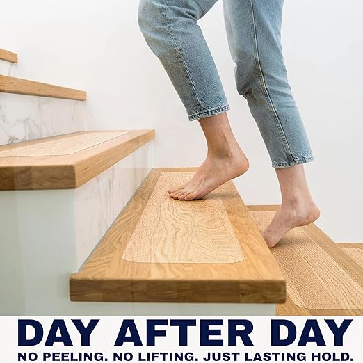 Clear Non Slip Stair Treads for Wooden Steps Indoor 32"x4" – 18-Pack Peel Stick Stair Treads – Self Adhesive Transparent Step Covers – Stair Grip Tape for Dogs, Kids – by STEPCORE