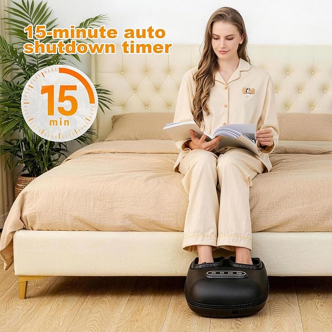 LINGTENG Foot Massager, Heated Foot Massager, Foot Massage with 3 Modes, 3 Intensity Levels, 15-Min Timer, Birthday Gifts for Women Men, Mothers Day Gifts, Size up to 13"