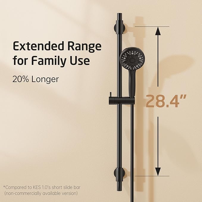 KES High Pressure 9 Functions Adjustable Handheld Shower Head with 30-Inch Shower Slide Bar & 59-Inch Hose, Built-in Power Wash to Clean Tub Tile & Pet, Wall Mount Matte Black 18/8 Stainless Steel