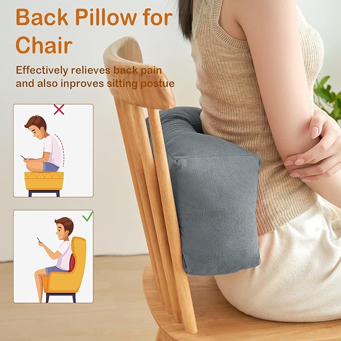 Lumbar Support Pillow Small Lower Back Pillow for Office Chair, Car Seat, and Desk Chair Ergonomic High-Elasticity Cushion for Pain Relief and Comfort on Sofa, Bed, or Travel (Blue)