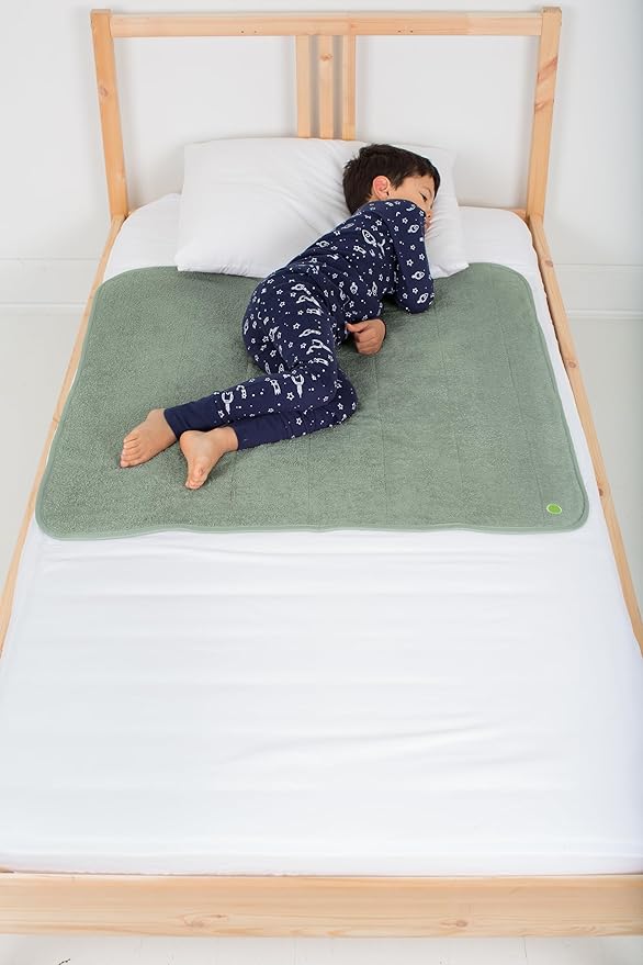 PeapodMats Bedwetting & Incontinence Waterproof Bed Mat - Reusable Underpad. Secure Placement & Breathable. Washable. Enviro Friendly 3x3 (Sage) Mattress Protector & Pee Pad for Kids & Adults