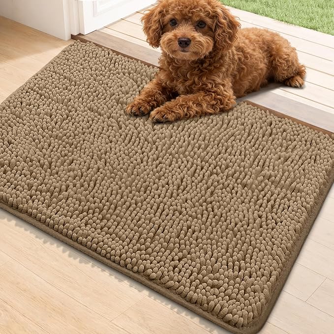 Bcoimo Super Absorbent Dog Door Mat, 30"*20" Anti Slip Mat for Muddy Paws, Pet Rugs for Dirty Paws Washable that Absorbs Moisture and Dirt, for Dog Cage and Pet Resting Carpet