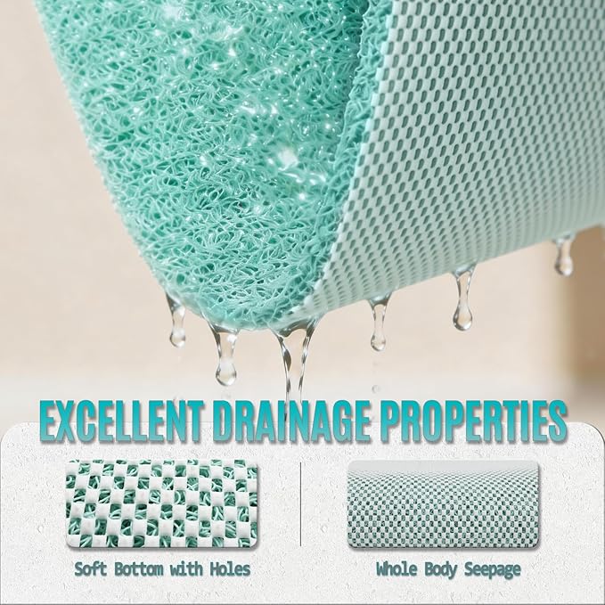 Joyhalo Shower Mat Bathtub Mat Non Slip, Bathmats Non Slip, Quick Drying Foot Scrubber Loofah Mats for Shower, Tub, Bathroom, Home, 24x24inch, Aqua