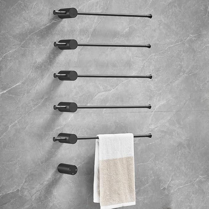 Towel Warmer Rack, Black 5-Bar Aluminum Alloy, Heated Towel Bar for Bathroom, Hidden Wiring/Support Hardwired Heated Towel Rail, with Timer and Temperature Adjustment, Overheat Protection Function