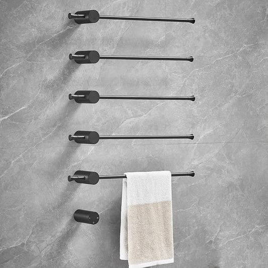 Towel Warmer Rack, Black 5-Bar Aluminum Alloy, Heated Towel Bar for Bathroom, Hidden Wiring/Support Hardwired Heated Towel Rail, with Timer and Temperature Adjustment, Overheat Protection Function