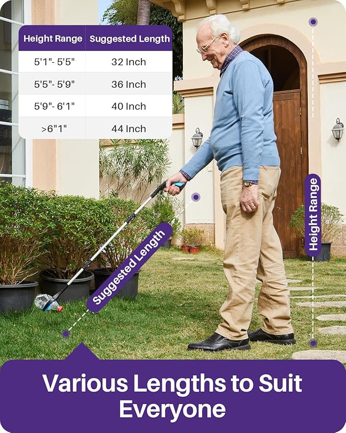 Kekoy 40 Inch Grabber Reacher Tool for Seniors, Foldable Reacher Grabbers Pickup Stick with Anti-Slip 360° Rotating Jaw, 4" Wide Extended Claw with Magnet for Disabled, After Surgery Recovery