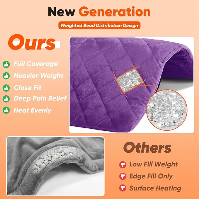 Purple Weighted Heating Pad for Neck Shoulders and Back, Mothers Day Gifts for Mom Wife Grandma, Birthday Gifts for Mom Older Women, Electric Heated Blanket with 9 Heat Options 4 Auto-Off Timer
