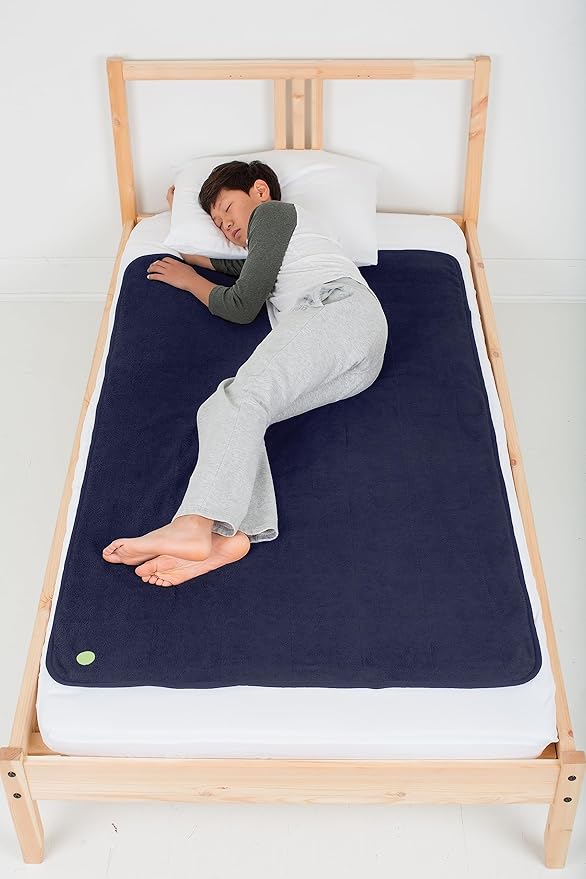 PeapodMats Bedwetting & Incontinence Waterproof Bed Mat - Reusable Underpad. Secure Placement & Breathable. Washable. Enviro Friendly 3x5 (Navy Blue) Mattress Protector & Pee Pad for Kids & Adults