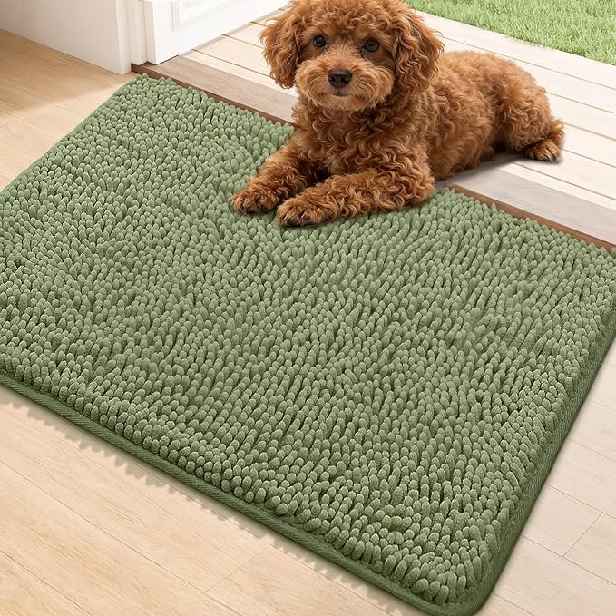 Bcoimo Super Absorbent Dog Door Mat, 30"*20" Anti Slip Mat for Muddy Paws, Pet Rugs for Dirty Paws Washable that Absorbs Moisture and Dirt, for Dog Cage and Pet Resting Carpet