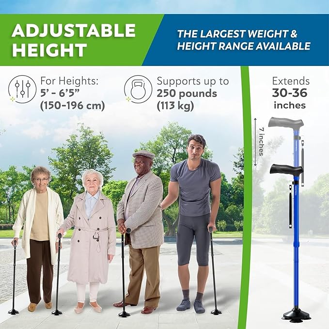 HONEYBULL Walking Cane for Men & Women Foldable, Adjustable, Heavy Duty, Free Standing, All Terrain, Collapsible Walking Sticks for Seniors & Adults