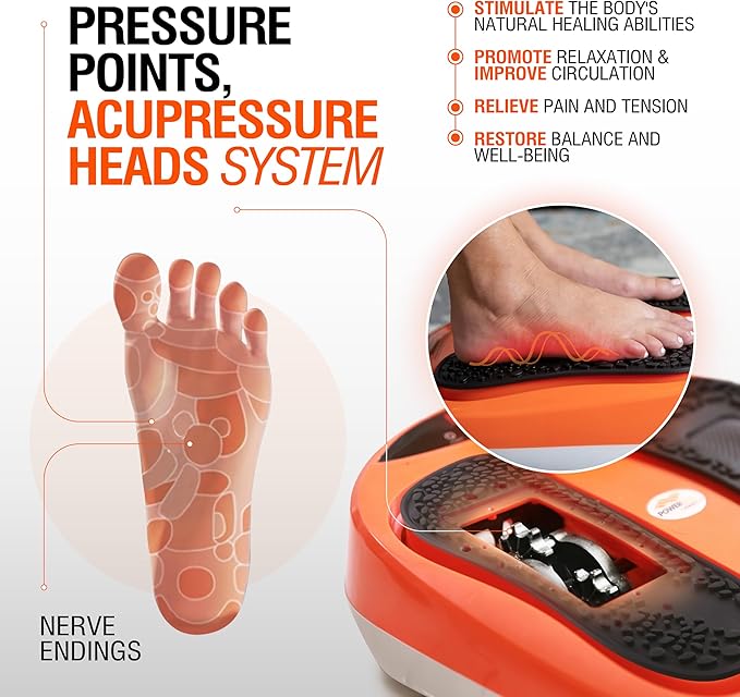 Power Legs Electric Foot Massager Machine with Remote Control, Adjustable Speed, Vibration - Calf Massager - Feet Massager for Neuropathy Pain Relief, Plantar Fasciitis, Leg Blood Circulation (Orange)