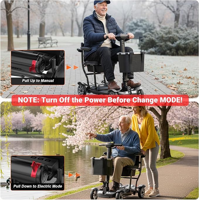 OUBA Mobility Scooter for Seniors, 38LBS 4 Wheels Mobility Scooter with LCD Display, 350LBS Capacity, Airline Approved, Lightweight Motorized Mobility Scooters for 30Miles Travel Range (Silver)