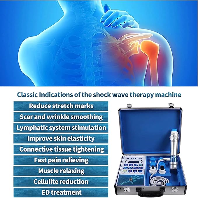 Electric Shockwave Therapy Machine, Shock Wave Therapy Device Body Massager Joint Pain Relief Focused Shockwave Machine Non-Invasive Therapy for Back Golf Elbow Plantar Fasciitis Body Relaxion