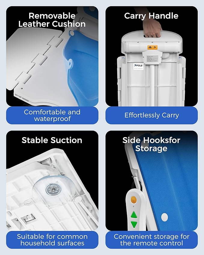PPOLB Electric Chair Lift - Floor Lift for Elderly Falls, Support Up to 308 LB, IPX8 Waterproof Bath Lift, Foldable & Wireless Rechargeable Design, Quick-Rise Assist for Disabled