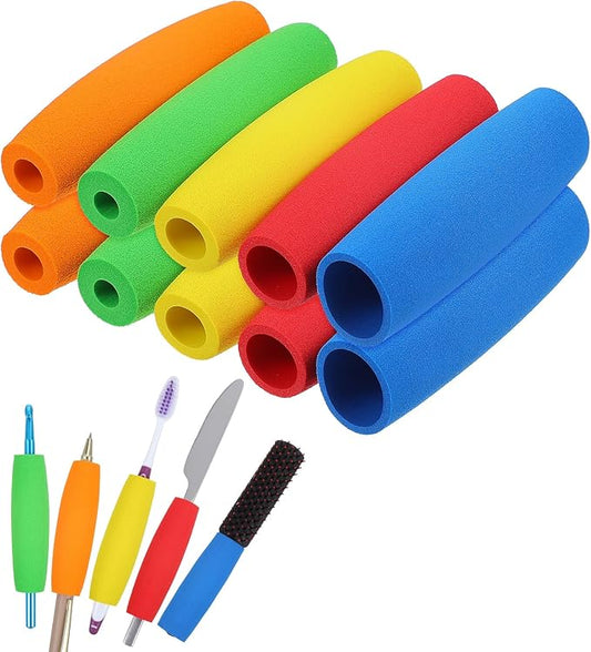 10Pcs Foam Grip Tubing, Adaptive Utensils for Elderly No-Cut Foam Grip Aid for Utensils Comfortable Padding for Disabled & Arthritic Hands, 3.5 Inch, Easy to Use