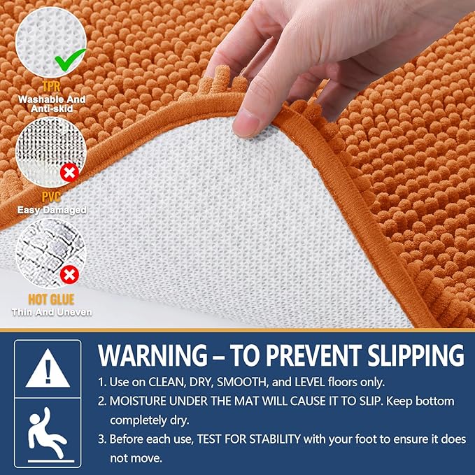 Arotive Bathroom Rugs 30x20, Extra Soft Absorbent Shaggy Chenille Bath Rugs, Machine Washable Rubber Backing Non-Slip Bath Mats for Bathroom Floor Tub and Shower, Home Decor Accessories, Terracotta