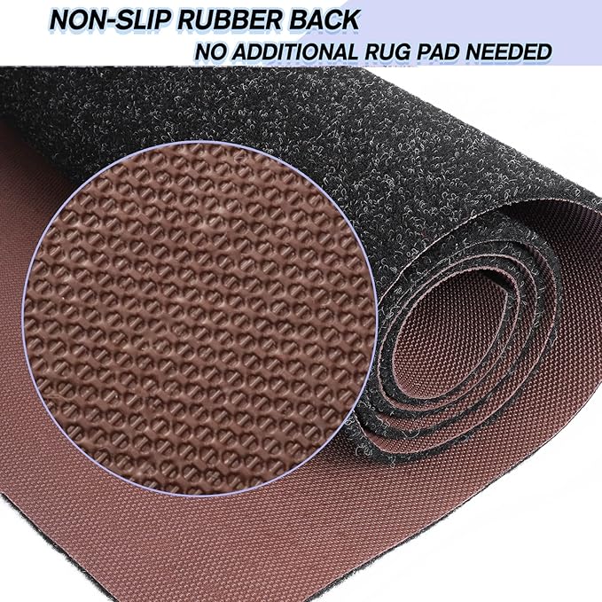 Custom Size Backed Non-Slip Area Rugs Runner, Easy Clean, Waterproof Runner Rugs for Hallway Entryway, Kitchen, Laundry, 2FT x 59FT, Black