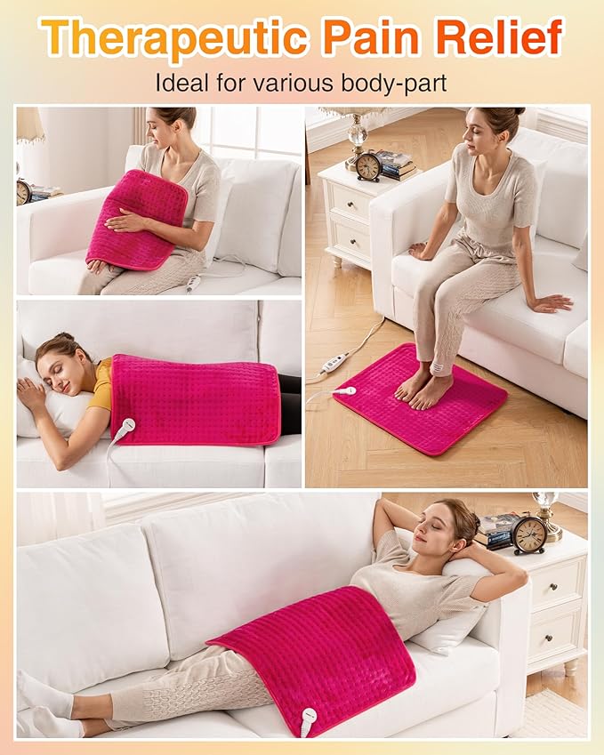 WOOMER Extra Large Heating Pad, 20"x24" XLL Heating Pad, Heat Pad with Multi-Color Option, Moist Heat Therapy Feature, Auto Shut-Off, Power Cords Storage Belt