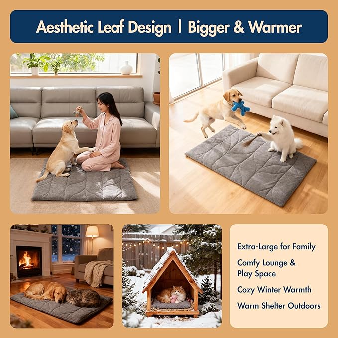 Vagascape Dog Pad (31"x20") - Waterproof Mat & Pet Bed for Indoor and Outdoor Use, Chew Resistant Cord, Machine Washable Cover with Wheat Pattern Quilting, for Cats and Pets