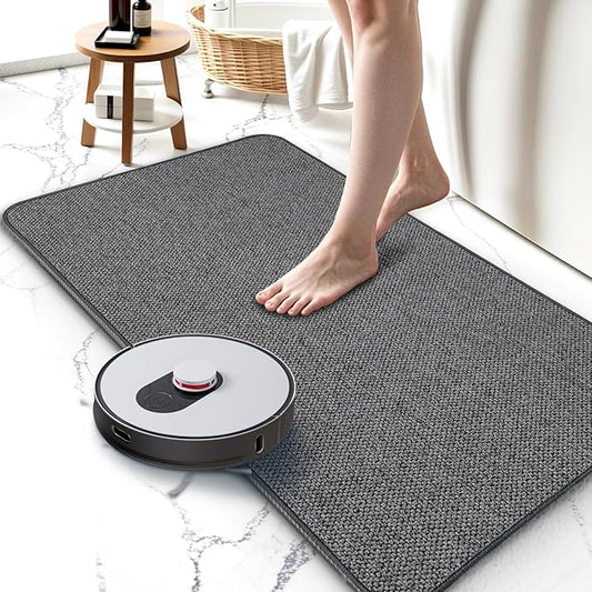 Upgraded Bath Mat 19x30Inch, Thin Bath Mats Rugs with Rubber Backing Non-Slip, Absorbent,Quick Dry Machine Washable, Home Decor Accessories Cozy Cloth Bathroom Rugs fit Under Door/Sink/Tub-Dark Grey