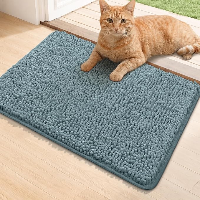 Bcoimo Super Absorbent Cat Door Mat, 24"*17" Anti Slip Mat for Muddy Paws, Pet Rugs for Dirty Paws Washable that Absorbs Moisture and Dirt, for Cat Cage and Pet Resting Carpet