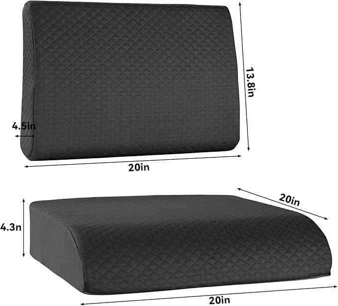 HOMBYS Extra Thick Recliner Chair Cushion with Lumbar Support Pillow for Elderly, 4.5" High Density Foam Seat Cushion, Breathable Fabric, 20"x20" Extra Large & Non-Slip for Recliner, Office, Black