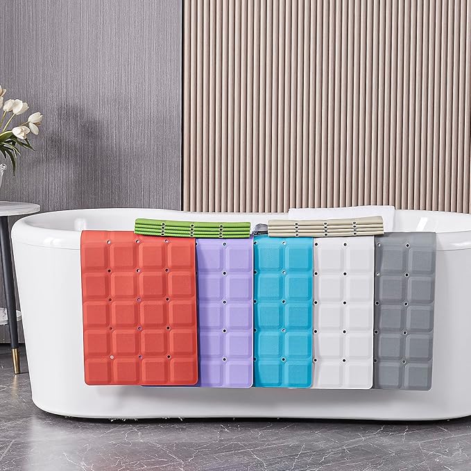 Webos Foldable Non Slip Silicon Bath Mat Bathtub mat Shower mats no Suction Cups for Textured Tub and Reglazed Tub(Foldable-Purple, 28-inch x 14-inch)