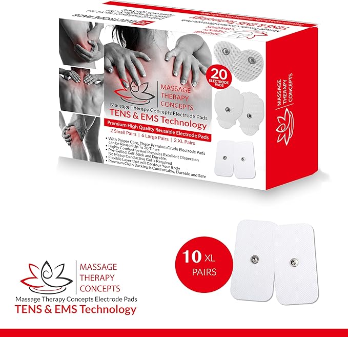 TENS Unit Electrodes - Snap Electrode Pads for TENS Massage EMS - Self Adhesive Reusable up to 30... (X-Large)