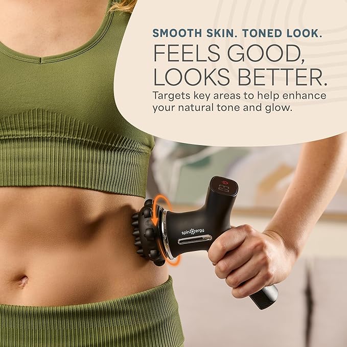 LifePro Lymphatic Drainage Massager – Handheld Cellulite Massager for Legs, Thighs, Neck & More – Spinergy Body Sculpting Massage Gun with Vibration for Muscle Recovery & Relaxation – Quiet & Portable