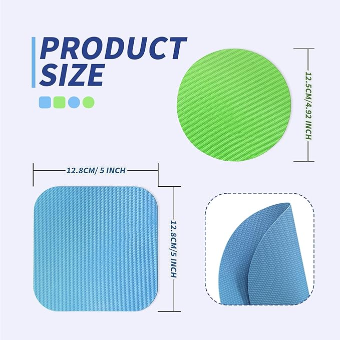 8PCS Jar Gripper Pads - Rubber Husband Jar Opener, Kitchen Coasters for Seniors with Arthritis (Light Blue, Green)